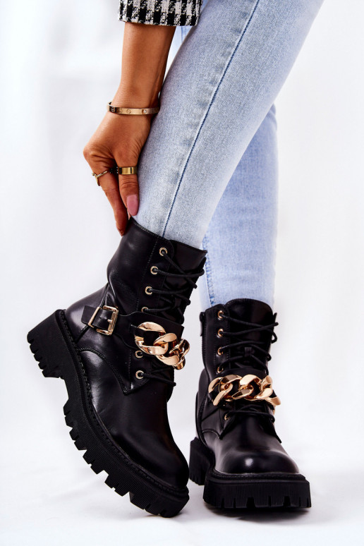 Chaussures pour femmes avec chaîne en noir