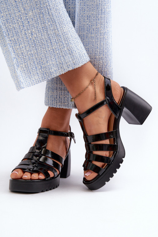 Sandales à talons hauts pour femmes de couleur noire Aninifer