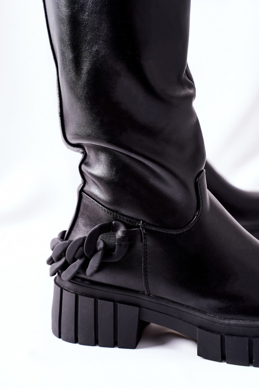 Bottes longues noires avec chaînes Teardown