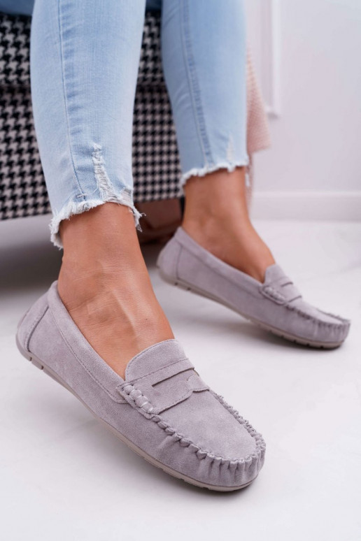 Mocassins pour femmes en daim gris Morreno