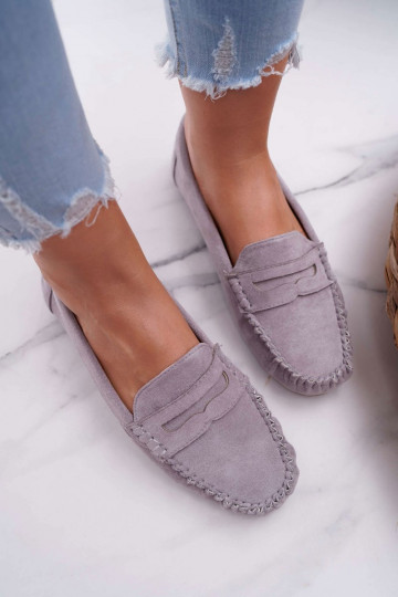 Mocassins pour femmes en daim gris Morreno 2