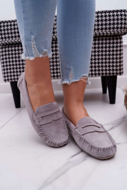 Mocassins pour femmes en daim gris Morreno