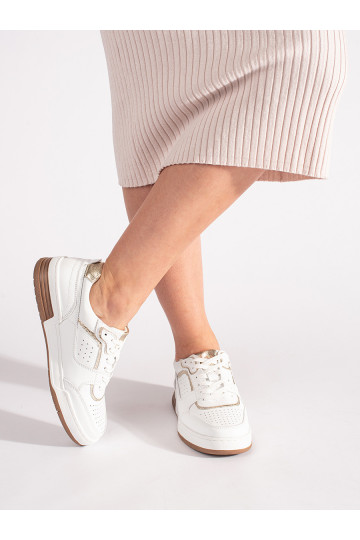 Blanc-doré Chaussures modèle baskets avec une plateforme 2
