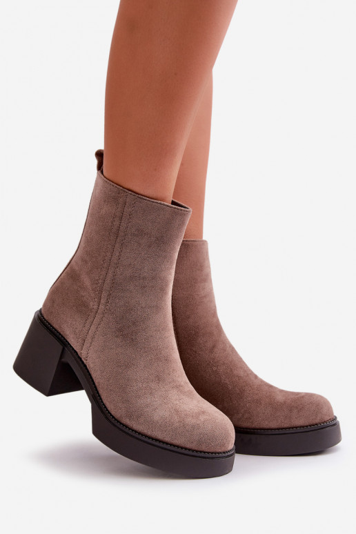 en daim écologiqueoÀe Féminin Bottes chaudes sur le talon beige Meriluna en daim écologiqueoÀe Féminin Bottes chaudes sur le talon beige Meriluna