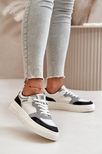 Le bas des femmes Chaussures modèle baskets en cuir écologique Big Star OO274028 Blanc-couleur grise 2