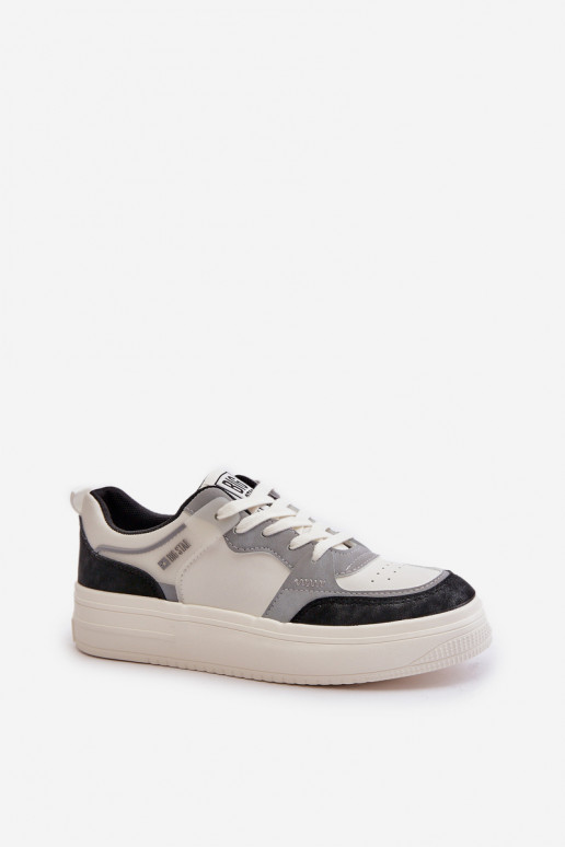 Le bas des femmes Chaussures modèle baskets en cuir écologique Big Star OO274028 Blanc-couleur grise