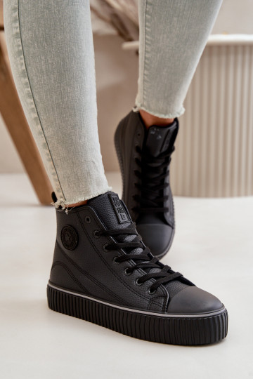 Féminin réchauffer chaussures décontractées en cuir écologique Big Star OO274790 couleur noire