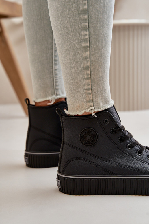 Féminin réchauffer chaussures décontractées en cuir écologique Big Star OO274790 couleur noire