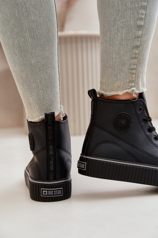 Féminin réchauffer chaussures décontractées en cuir écologique Big Star OO274790 couleur noire