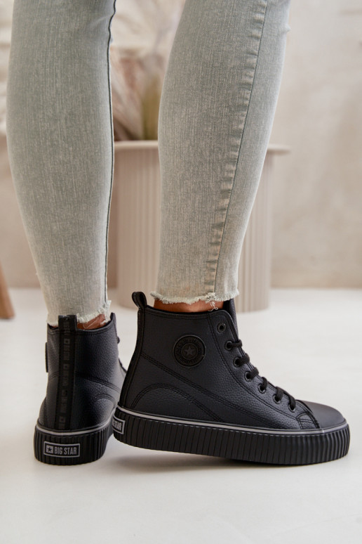 Féminin réchauffer chaussures décontractées en cuir écologique Big Star OO274790 couleur noire