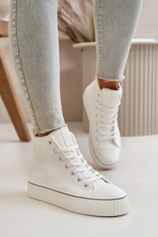 Féminin réchauffer chaussures décontractées en cuir écologique Big Star OO274788 couleur blanche
