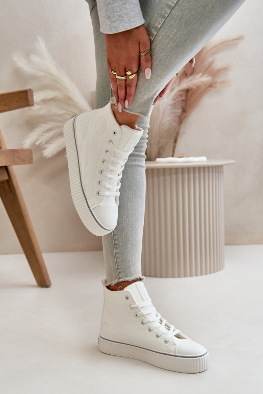 Féminin réchauffer chaussures décontractées en cuir écologique Big Star OO274788 couleur blanche