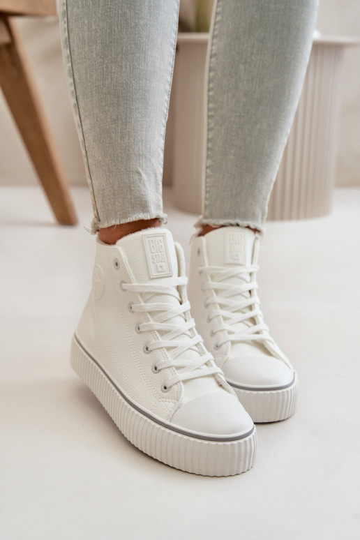 Féminin réchauffer chaussures décontractées en cuir écologique Big Star OO274788 couleur blanche
