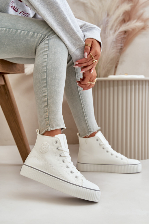 Féminin réchauffer chaussures décontractées en cuir écologique Big Star OO274788 couleur blanche