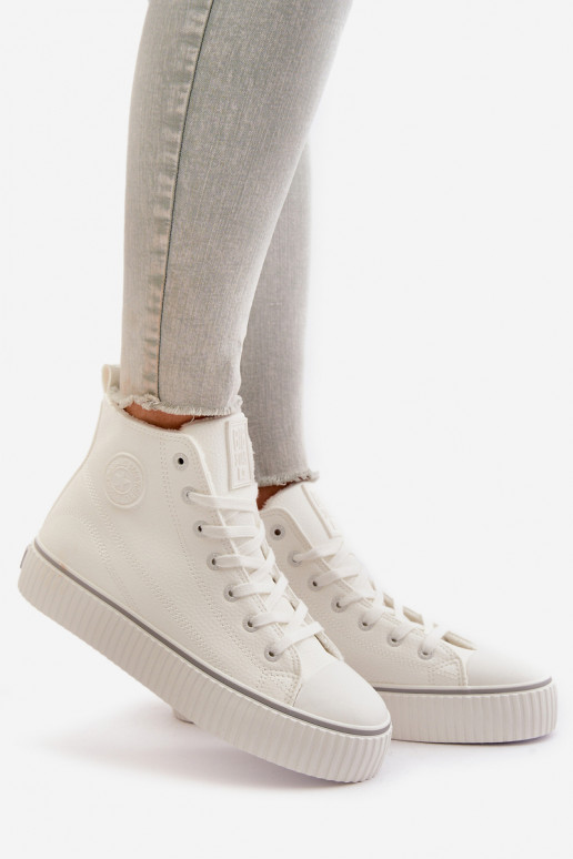Féminin réchauffer chaussures décontractées en cuir écologique Big Star OO274788 couleur blanche