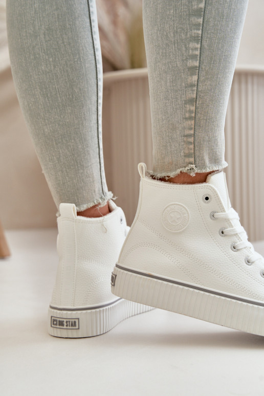 Féminin réchauffer chaussures décontractées en cuir écologique Big Star OO274788 couleur blanche