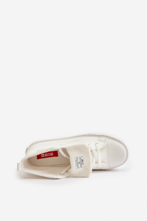 Féminin réchauffer chaussures décontractées en cuir écologique Big Star OO274788 couleur blanche