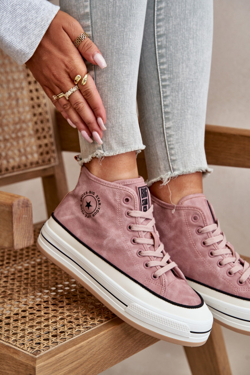 réchauffer Chaussures de loisirs avec une plateforme Eko Peau Big Star OO274068 couleur rose