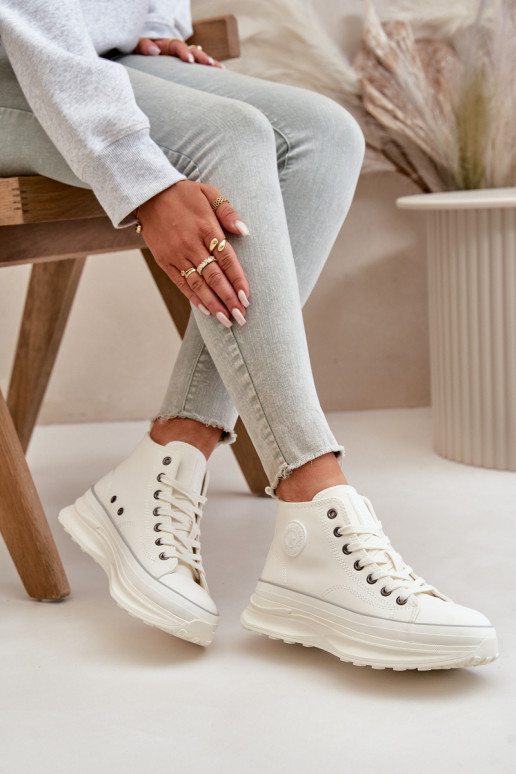 Chaussures de loisirs avec une plateforme Eko Peau Big Star OO274064 couleur blanche