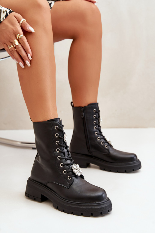 Bottines de travail Féminin Eko Peau Z Przypinkami couleur noire Kristines