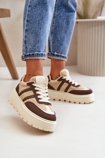 réchauffer Chaussures modèle baskets Féminin avec une plateforme avec échauffement marron Daivlene 2