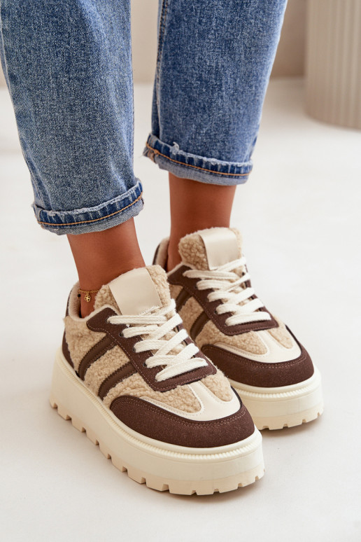réchauffer Chaussures modèle baskets Féminin avec une plateforme avec échauffement marron Daivlene