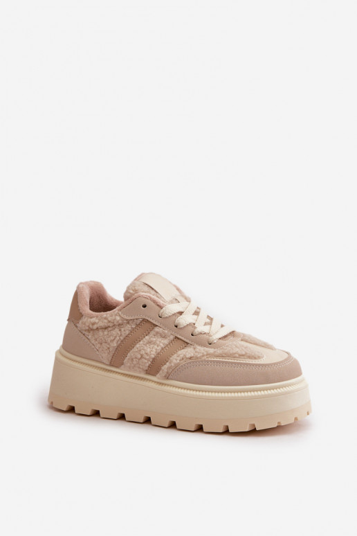 réchauffer Chaussures modèle baskets Féminin avec une plateforme avec échauffement beige Daivlene réchauffer Chaussures modèle baskets Féminin avec une plateforme avec échauffement beige Daivlene