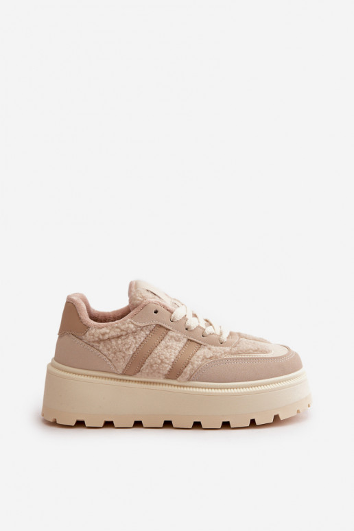 réchauffer Chaussures modèle baskets Féminin avec une plateforme avec échauffement beige Daivlene réchauffer Chaussures modèle baskets Féminin avec une plateforme avec échauffement beige Daivlene