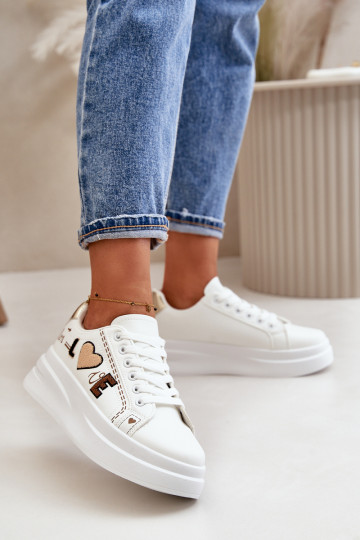 Chaussures modèle baskets Féminin avec une plateforme Avec des décorations Activépisem couleur blanche Orlian 2