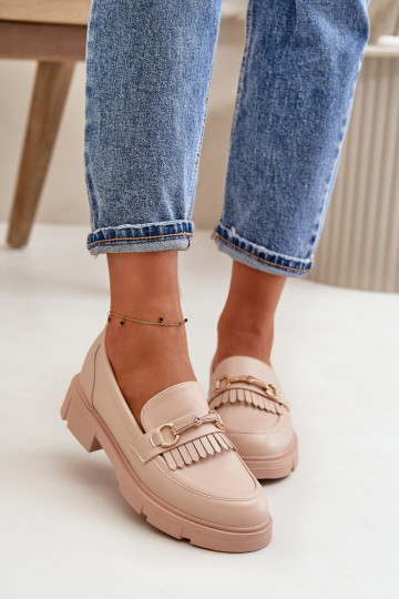 mocassins pour femmes avec des ornements Eko Peau beige Tialorae