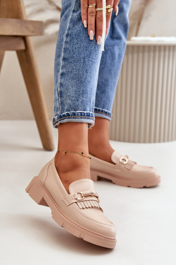 mocassins pour femmes avec des ornements Eko Peau beige Tialorae 2