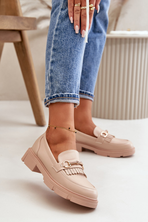 mocassins pour femmes avec des ornements Eko Peau beige Tialorae