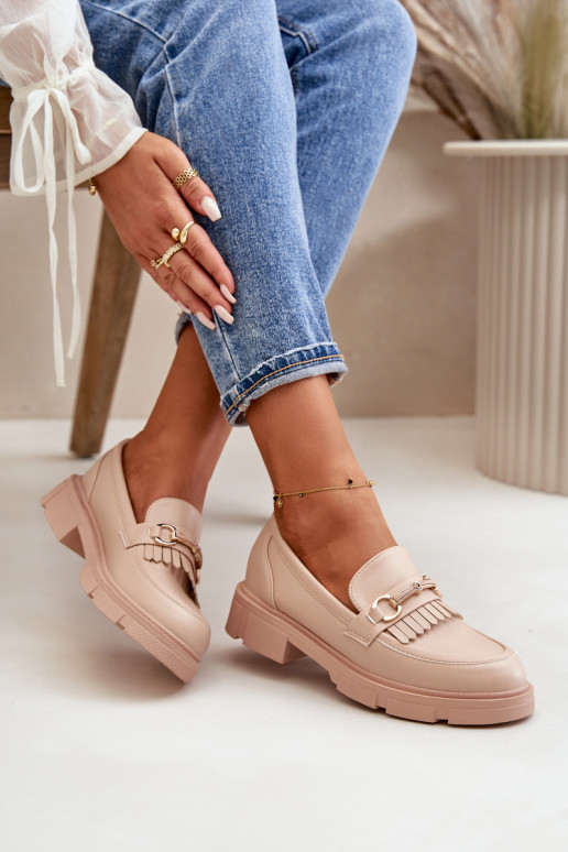 mocassins pour femmes avec des ornements Eko Peau beige Tialorae