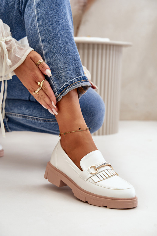 mocassins pour femmes avec des ornements Eko Peau couleur blanche Tialorae