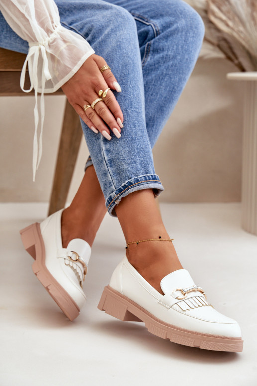 mocassins pour femmes avec des ornements Eko Peau couleur blanche Tialorae