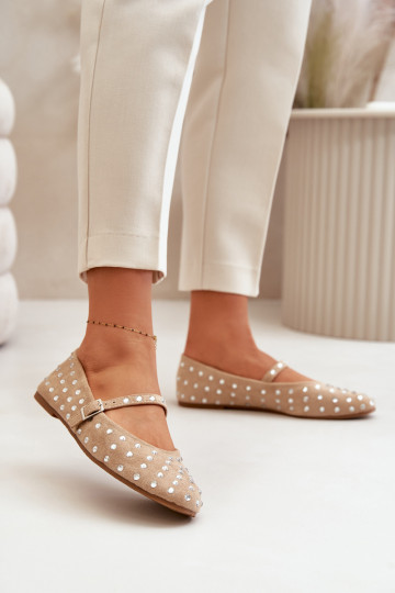 Décoré Ballerines avec des sangles en daim écologiqueoÀe beige Tirilissa