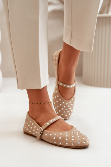 Décoré Ballerines avec des sangles en daim écologiqueoÀe beige Tirilissa 2