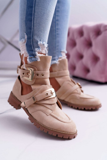 Lu Boo - Bottes en daim beiges Rock Girl