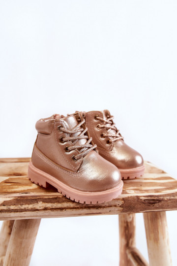 Bottines à lacets pour enfants couleur or rose Dexter 2