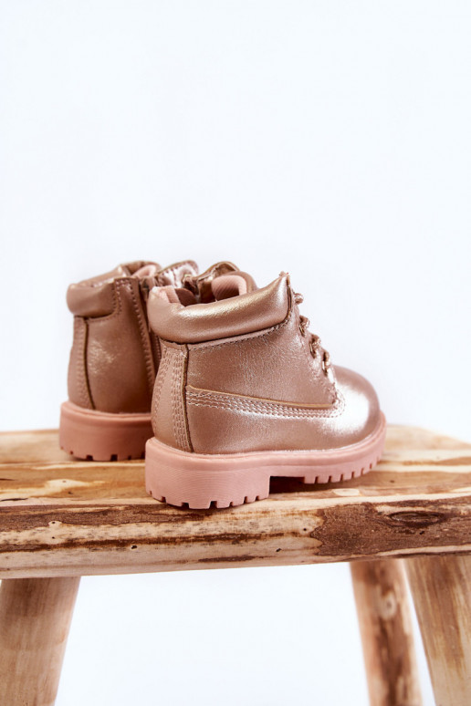 Bottines à lacets pour enfants couleur or rose Dexter