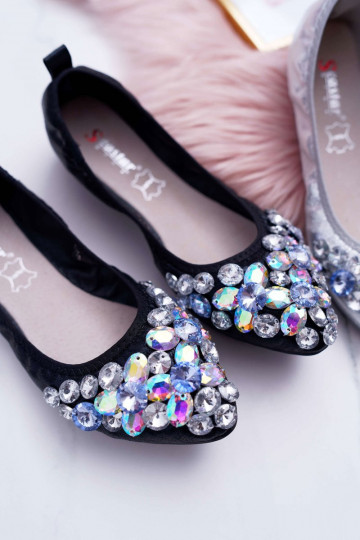 Ballerines à décor de galets de couleur noir Crystal 2