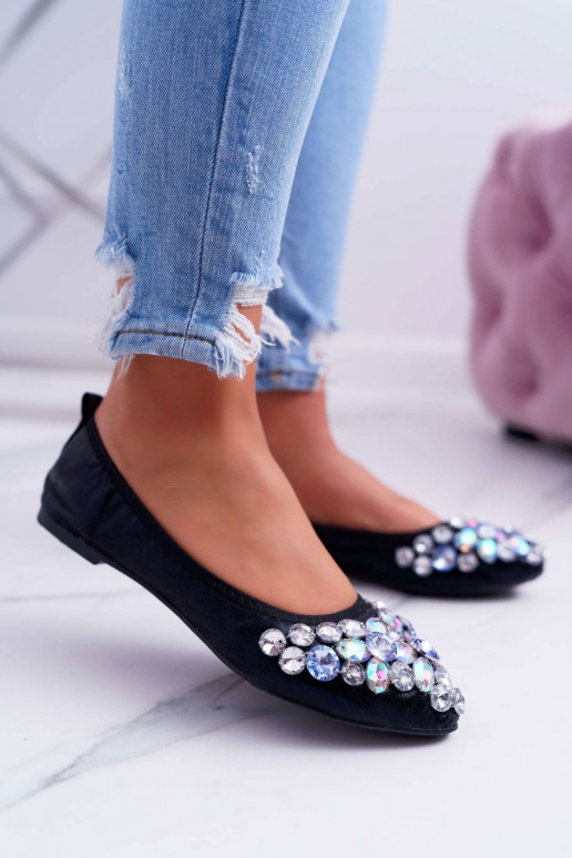 Ballerines à décor de galets de couleur noir Crystal