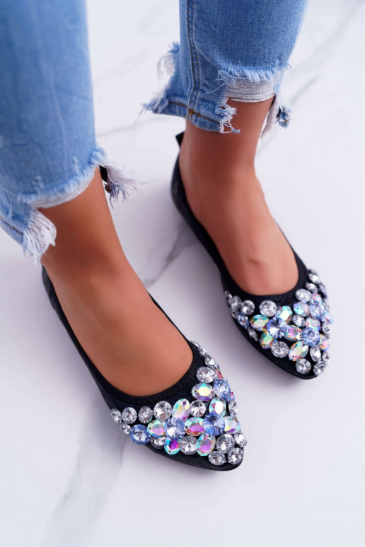 Ballerines à décor de galets de couleur noir Crystal