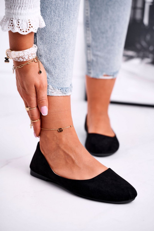 Ballerines en daim de couleur noir Lasota