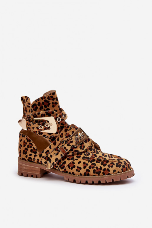 Lu Boo Bottes en daim à imprimé léopard Rock Girl