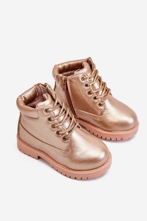Bottines à lacets pour enfants chauffées couleur or rose Dexter Bottines à lacets pour enfants chauffées couleur or rose Dexter