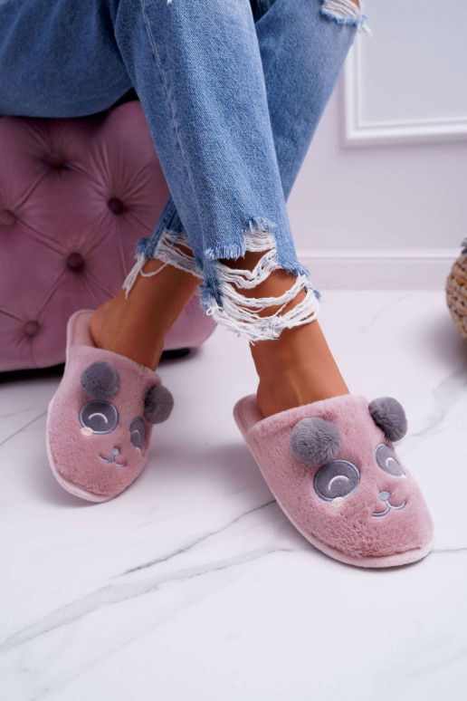 Chaussons avec fourrure Panda Bear rose foncé Fimeo Chaussons avec fourrure Panda Bear rose foncé Fimeo
