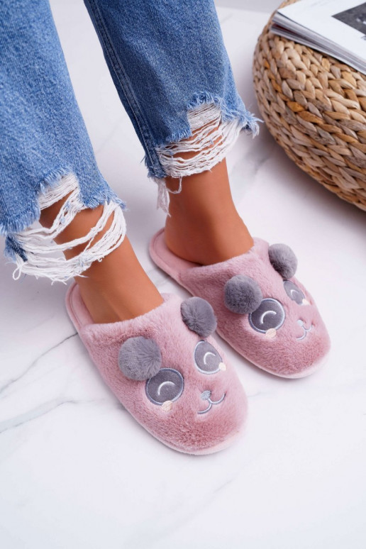 Chaussons avec fourrure Panda Bear rose foncé Fimeo Chaussons avec fourrure Panda Bear rose foncé Fimeo