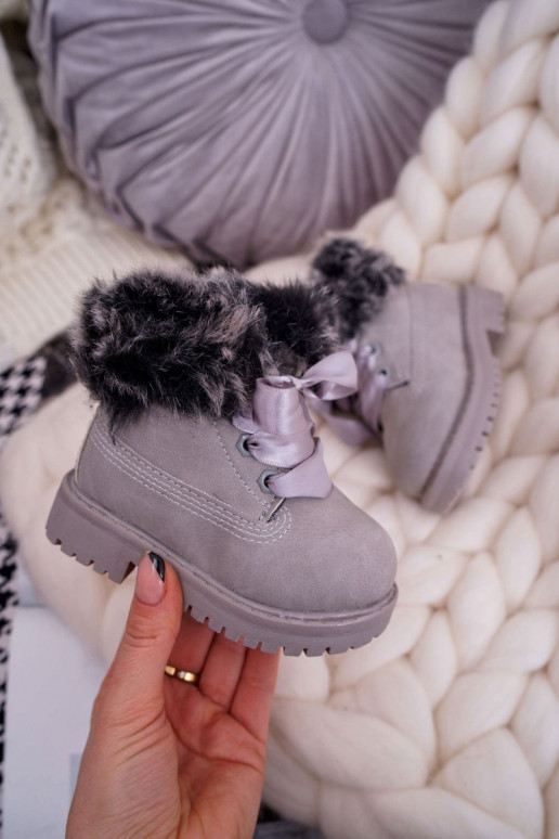 Bottes pour enfants avec fourrure couleur gris Tesoro Bottes pour enfants avec fourrure couleur gris Tesoro
