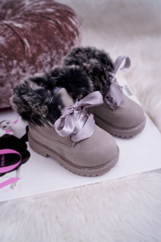 Bottes pour enfants avec fourrure couleur gris Tesoro Bottes pour enfants avec fourrure couleur gris Tesoro
